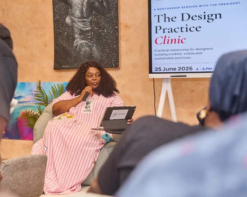 The president speaking at The Design Practice Clinic